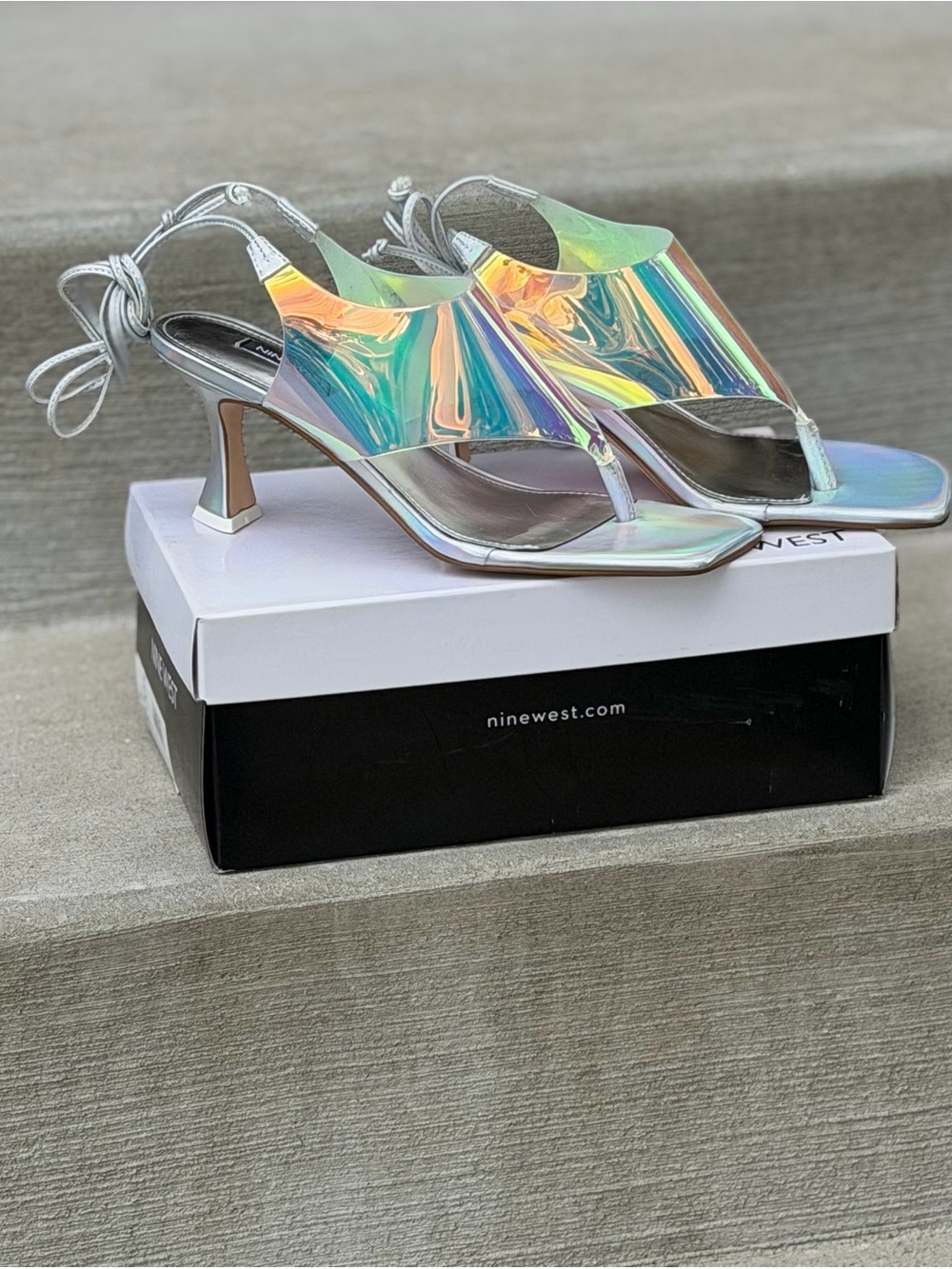 Nine West Iridescent Popi Ankle Wrap Heeled Sandals